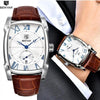 Luxury Business Men's Watches Brown Casual Wrist Leather Strap Waterproof Classic Rectangle Square Watch by Stevvex