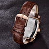 Luxury Business Men's Watches Brown Casual Wrist Leather Strap Waterproof Classic Rectangle Square Watch by Stevvex