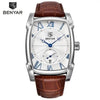 Luxury Business Men's Watches Brown Casual Wrist Leather Strap Waterproof Classic Rectangle Square Watch by Stevvex