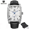 Luxury Business Men's Watches Brown Casual Wrist Leather Strap Waterproof Classic Rectangle Square Watch by Stevvex