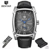 Luxury Business Men's Watches Brown Casual Wrist Leather Strap Waterproof Classic Rectangle Square Watch by Stevvex
