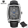 Luxury Business Men's Watches Brown Casual Wrist Leather Strap Waterproof Classic Rectangle Square Watch by Stevvex