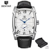 Luxury Business Men's Watches Brown Casual Wrist Leather Strap Waterproof Classic Rectangle Square Watch by Stevvex