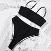 Bikinis Solid Push Up Bikini Padded Bra Straps High Waist Swimsuit Female Swimwear Women's Bathing Suit Lace up Bikini Ribbed Two Piece Swimsuit by Stevvex
