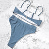 Bikinis Solid Push Up Bikini Padded Bra Straps High Waist Swimsuit Female Swimwear Women's Bathing Suit Lace up Bikini Ribbed Two Piece Swimsuit by Stevvex