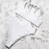 Bikinis Solid Push Up Bikini Padded Bra Straps High Waist Swimsuit Female Swimwear Women's Bathing Suit Lace up Bikini Ribbed Two Piece Swimsuit by Stevvex