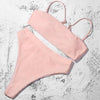 Bikinis Solid Push Up Bikini Padded Bra Straps High Waist Swimsuit Female Swimwear Women's Bathing Suit Lace up Bikini Ribbed Two Piece Swimsuit by Stevvex