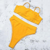 Bikinis Solid Push Up Bikini Padded Bra Straps High Waist Swimsuit Female Swimwear Women's Bathing Suit Lace up Bikini Ribbed Two Piece Swimsuit by Stevvex