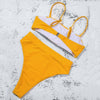 Bikinis Solid Push Up Bikini Padded Bra Straps High Waist Swimsuit Female Swimwear Women's Bathing Suit Lace up Bikini Ribbed Two Piece Swimsuit by Stevvex