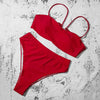 Bikinis Solid Push Up Bikini Padded Bra Straps High Waist Swimsuit Female Swimwear Women's Bathing Suit Lace up Bikini Ribbed Two Piece Swimsuit by Stevvex