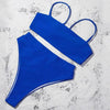 Bikinis Solid Push Up Bikini Padded Bra Straps High Waist Swimsuit Female Swimwear Women's Bathing Suit Lace up Bikini Ribbed Two Piece Swimsuit by Stevvex