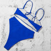 Bikinis Solid Push Up Bikini Padded Bra Straps High Waist Swimsuit Female Swimwear Women's Bathing Suit Lace up Bikini Ribbed Two Piece Swimsuit by Stevvex