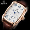 Luxury Business Men's Watches Brown Casual Wrist Leather Strap Waterproof Classic Rectangle Square Watch by Stevvex