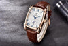Luxury Business Men's Watches Brown Casual Wrist Leather Strap Waterproof Classic Rectangle Square Watch by Stevvex