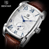 Luxury Business Men's Watches Brown Casual Wrist Leather Strap Waterproof Classic Rectangle Square Watch by Stevvex