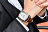 Luxury Business Men's Watches Brown Casual Wrist Leather Strap Waterproof Classic Rectangle Square Watch by Stevvex