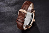 Luxury Business Men's Watches Brown Casual Wrist Leather Strap Waterproof Classic Rectangle Square Watch by Stevvex