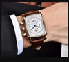 Classic Rectangle Waterproof Case Vintage Design Luxury Watches Leather Strap Business Casual Analog Wrist Watch For Men by Stevvex