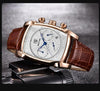 Classic Rectangle Waterproof Case Vintage Design Luxury Watches Leather Strap Business Casual Analog Wrist Watch For Men by Stevvex