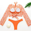 New Bikini Bikini Swimsuit For Women 3 Pieces Set Knot Front Off Shoulder Cover Up with Halter Bikini Sets Bathing Suit Women Swimwear Female Swimsuit Three-pieces Bikini set Halter Bather Bathing Suit Swim Beach Lady by Stevvex