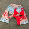 New Bikini Bikini Swimsuit For Women 3 Pieces Set Knot Front Off Shoulder Cover Up with Halter Bikini Sets Bathing Suit Women Swimwear Female Swimsuit Three-pieces Bikini set Halter Bather Bathing Suit Swim Beach Lady by Stevvex