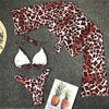 New Bikini Bikini Swimsuit For Women 3 Pieces Set Knot Front Off Shoulder Cover Up with Halter Bikini Sets Bathing Suit Women Swimwear Female Swimsuit Three-pieces Bikini set Halter Bather Bathing Suit Swim Beach Lady by Stevvex