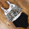 Leopard Bikini High Waist Bikini Animal Print Floral Swimsuit Ruffle Swimsuit Plus Size Swimwear Women Swimsuits for Women Two Piece Bathing Suits Ruffle Tops With High Waist Bottoms Bikini Sets For Teen Girls by Stevvex