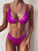 Neon V-bar Underwired Bikini Female Ribbed Swimsuit Women Swimwear Two-pieces Bikini set Push up Bathing Suit by Stevvex