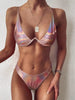 Neon V-bar Underwired Bikini Female Ribbed Swimsuit Women Swimwear Two-pieces Bikini set Push up Bathing Suit by Stevvex
