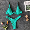 Neon V-bar Underwired Bikini Female Ribbed Swimsuit Women Swimwear Two-pieces Bikini set Push up Bathing Suit by Stevvex