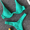 Neon V-bar Underwired Bikini Female Ribbed Swimsuit Women Swimwear Two-pieces Bikini set Push up Bathing Suit by Stevvex