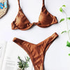 Neon V-bar Underwired Bikini Female Ribbed Swimsuit Women Swimwear Two-pieces Bikini set Push up Bathing Suit by Stevvex