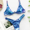 Neon V-bar Underwired Bikini Female Ribbed Swimsuit Women Swimwear Two-pieces Bikini set Push up Bathing Suit by Stevvex