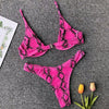 Neon V-bar Underwired Bikini Female Ribbed Swimsuit Women Swimwear Two-pieces Bikini set Push up Bathing Suit by Stevvex
