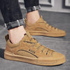 Luxury Leather Men's Sneakers Lace Up Mens Casual Outdoor Canvas Shoes Handmade Fashion Walking Sneakers Comfortable Modern Design Sneakers For Man by Stevvex