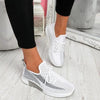Elegant Sport Women's Vulcanized Female Lace Up Mesh Sneakers Round Toe Casual Walking Shoes Mesh Flat Anti-slip Women Breathable Mesh Fashion Sneakers by Stevvex