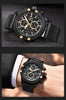 Sport Chronograph Fashion Luxury Men Watches Mesh & Rubber Band Waterproof Quartz Gold Watch For Men by Stevvex