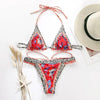 Handwork Bikinis Small Ruffle Swimsuit Vintage Print Swimwear Women Bathing Suit Leopard Patchwork Bikini Set String by Stevvex