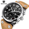 Mens Military Army Watches Analog Chronograph Watch Genuine Leather Strap Sports Casual Waterproof Male Quartz Wristwatch by Stevvex