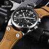 Mens Military Army Watches Analog Chronograph Watch Genuine Leather Strap Sports Casual Waterproof Male Quartz Wristwatch by Stevvex