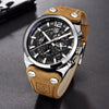 Mens Military Army Watches Analog Chronograph Watch Genuine Leather Strap Sports Casual Waterproof Male Quartz Wristwatch by Stevvex