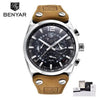 Mens Military Army Watches Analog Chronograph Watch Genuine Leather Strap Sports Casual Waterproof Male Quartz Wristwatch by Stevvex
