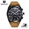 Mens Military Army Watches Analog Chronograph Watch Genuine Leather Strap Sports Casual Waterproof Male Quartz Wristwatch by Stevvex