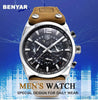 Mens Military Army Watches Analog Chronograph Watch Genuine Leather Strap Sports Casual Waterproof Male Quartz Wristwatch by Stevvex