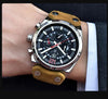 Mens Military Army Watches Analog Chronograph Watch Genuine Leather Strap Sports Casual Waterproof Male Quartz Wristwatch by Stevvex