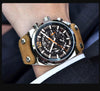 Mens Military Army Watches Analog Chronograph Watch Genuine Leather Strap Sports Casual Waterproof Male Quartz Wristwatch by Stevvex