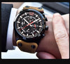 Mens Military Army Watches Analog Chronograph Watch Genuine Leather Strap Sports Casual Waterproof Male Quartz Wristwatch by Stevvex