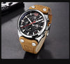 Mens Military Army Watches Analog Chronograph Watch Genuine Leather Strap Sports Casual Waterproof Male Quartz Wristwatch by Stevvex