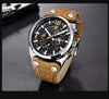 Mens Military Army Watches Analog Chronograph Watch Genuine Leather Strap Sports Casual Waterproof Male Quartz Wristwatch by Stevvex
