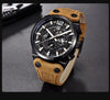 Mens Military Army Watches Analog Chronograph Watch Genuine Leather Strap Sports Casual Waterproof Male Quartz Wristwatch by Stevvex